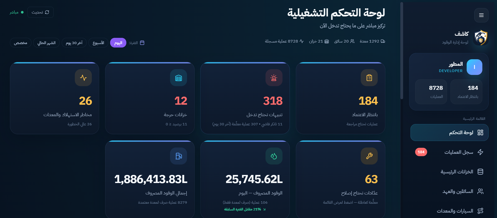 Kashif — fleet fuel management and monitoring platform